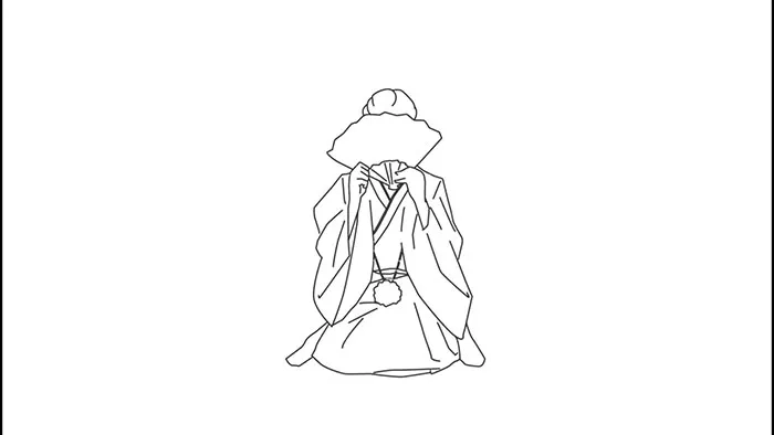 手書き風に描かれる和装新郎