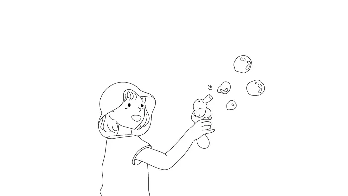 描かれる遊ぶ少女