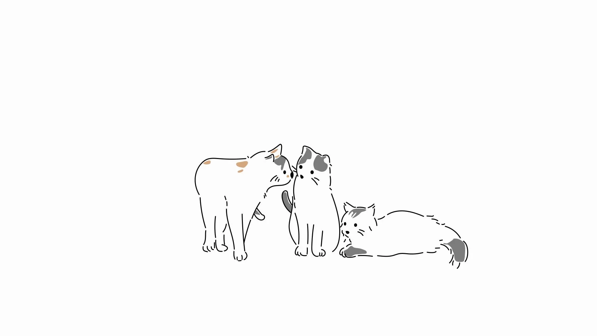 描かれる3匹の猫