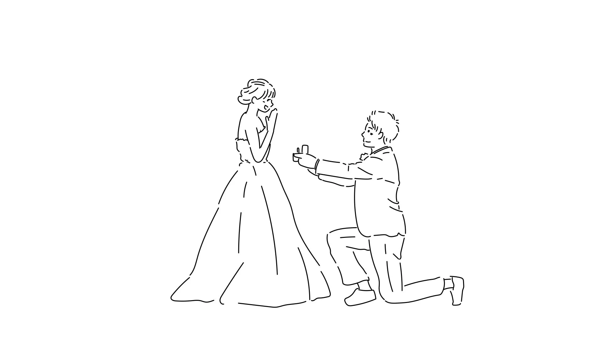 描かれるプロポーズする2人