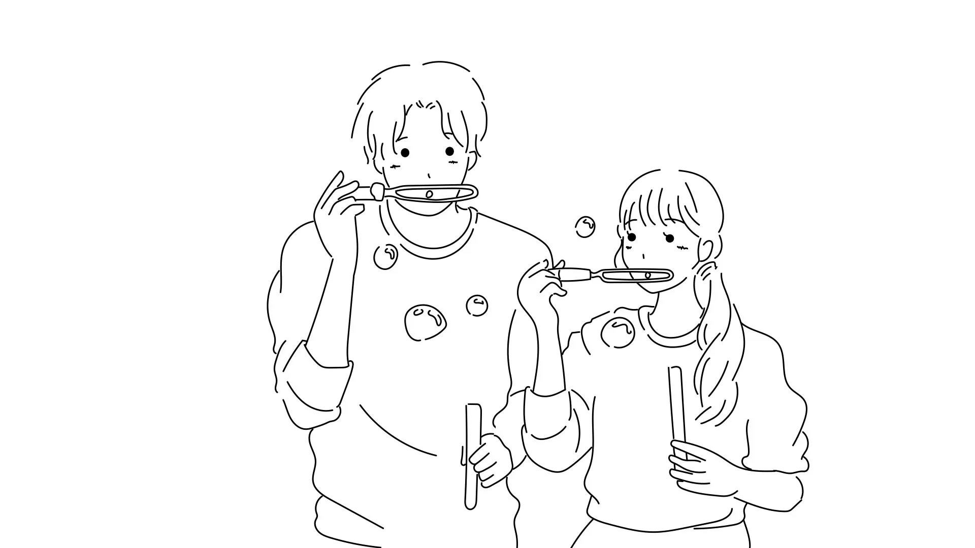 描かれる遊ぶカップル