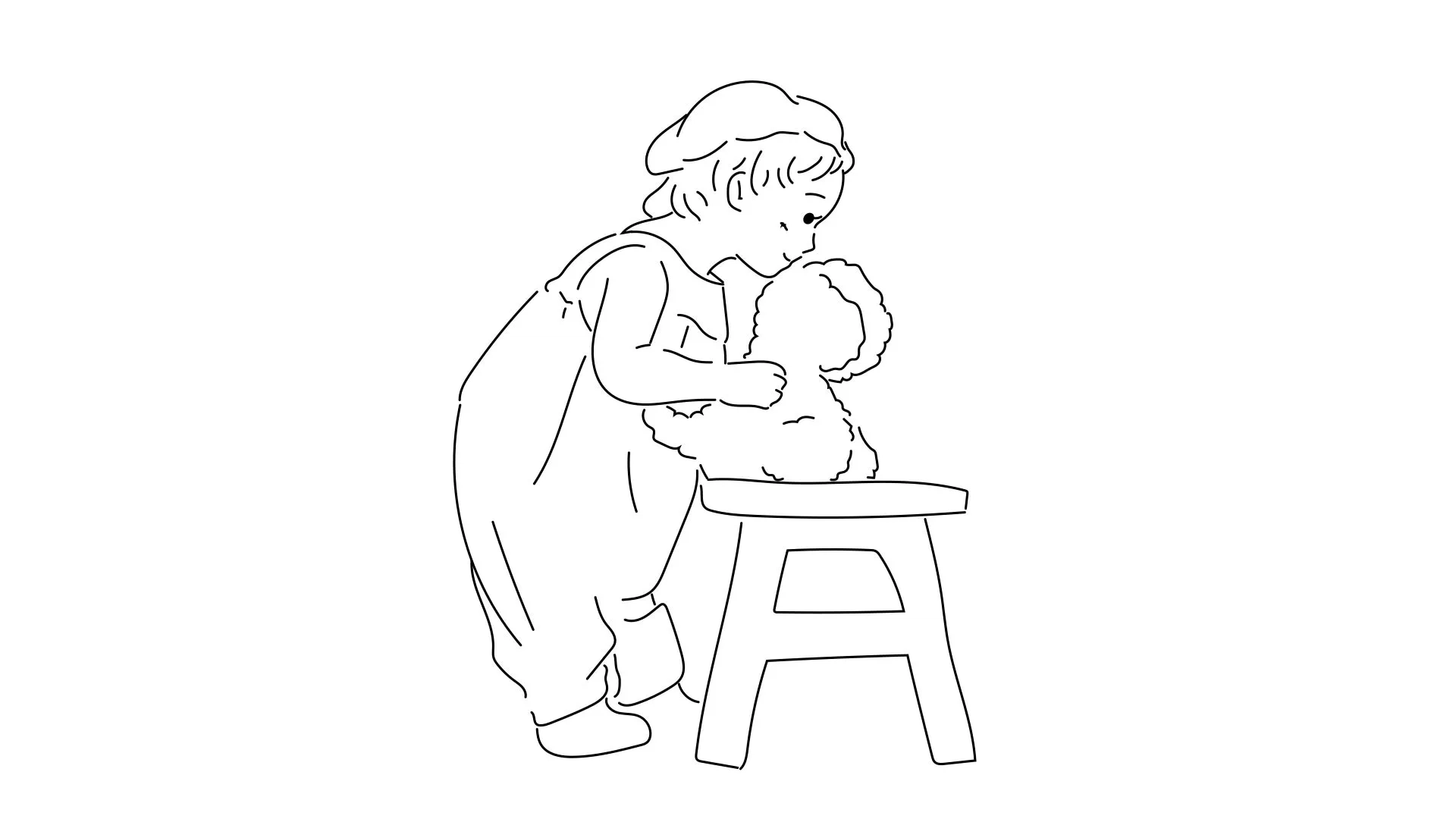 描かれるぬいぐるみと女の子