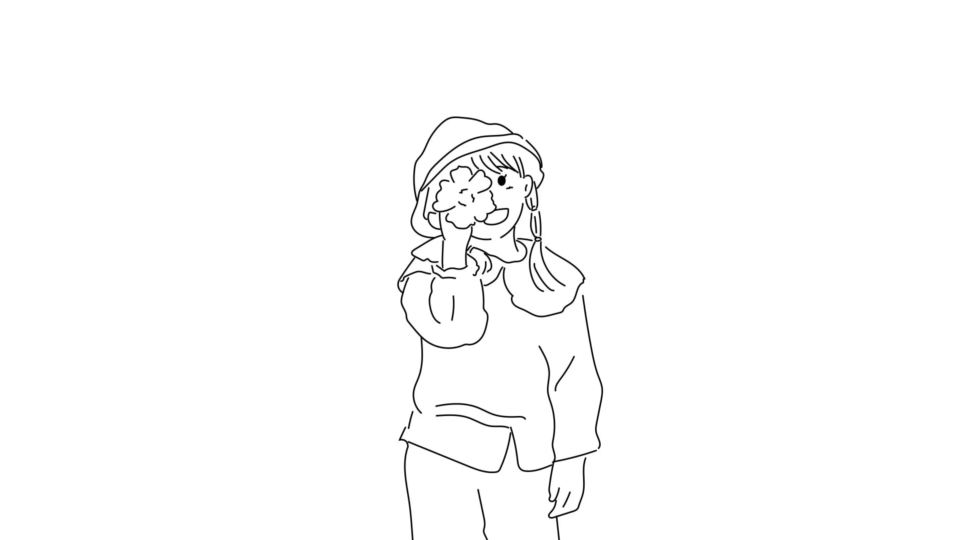 描かれる花を持った女の子